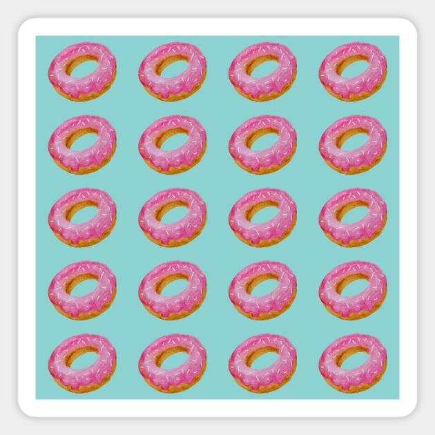 Watercolor donuts pattern - pink and blue background Magnet by wackapacka